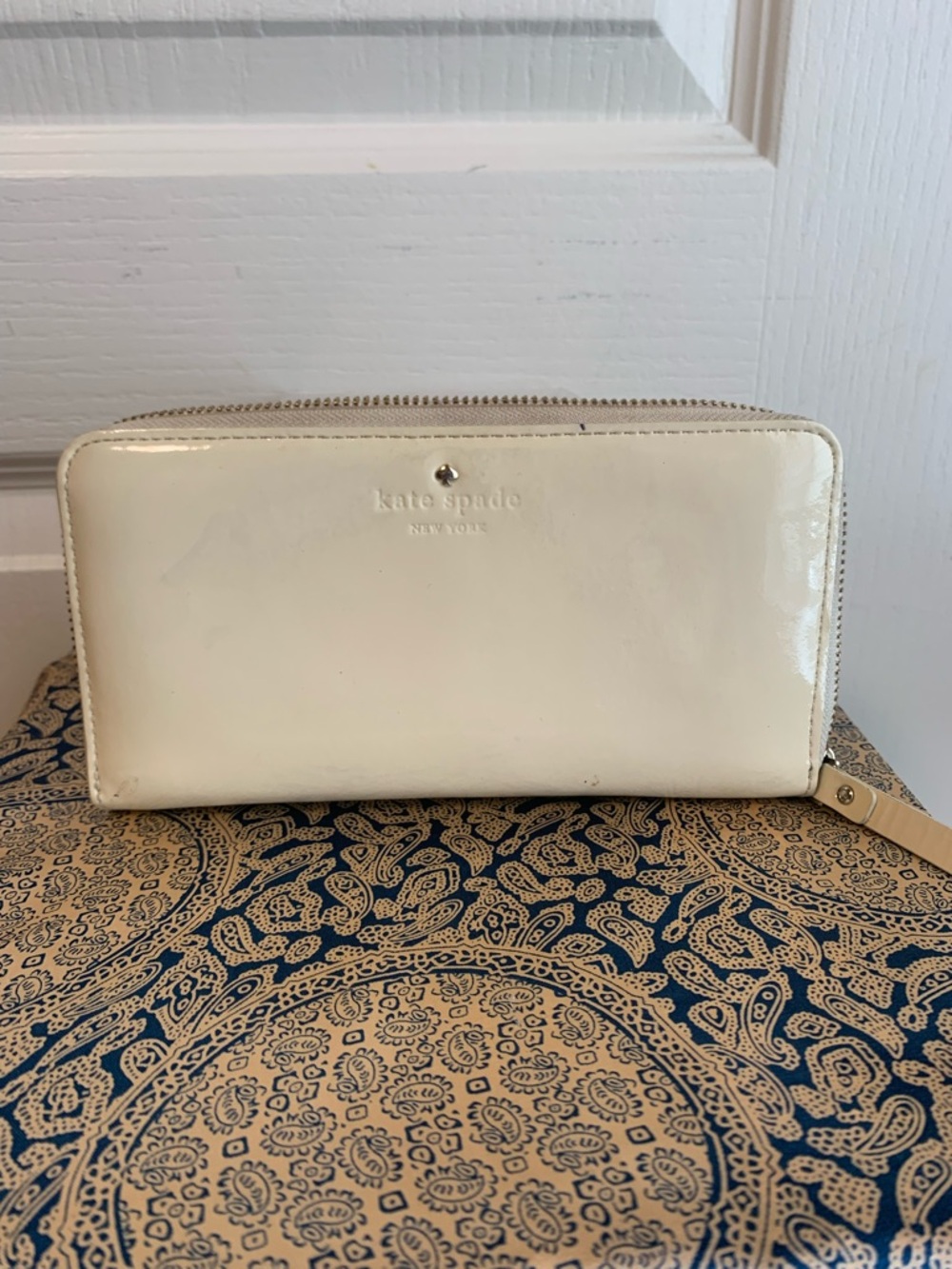 kate spade Cream Patent Zip Around Wallet